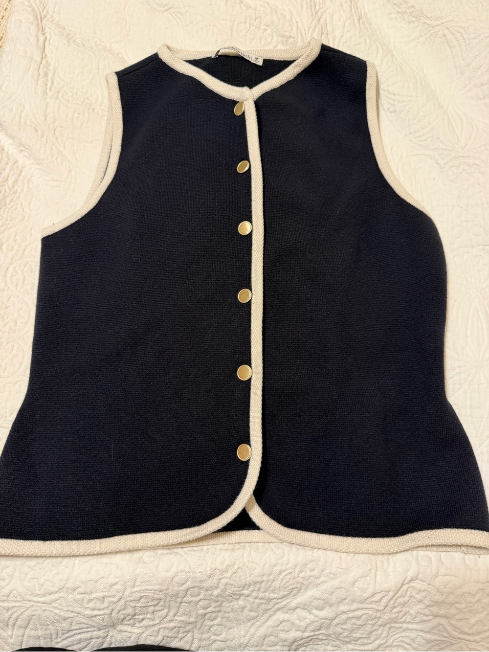 Abercrombie & Fitch Navy Vest with Cream Trim and white vest with black trim